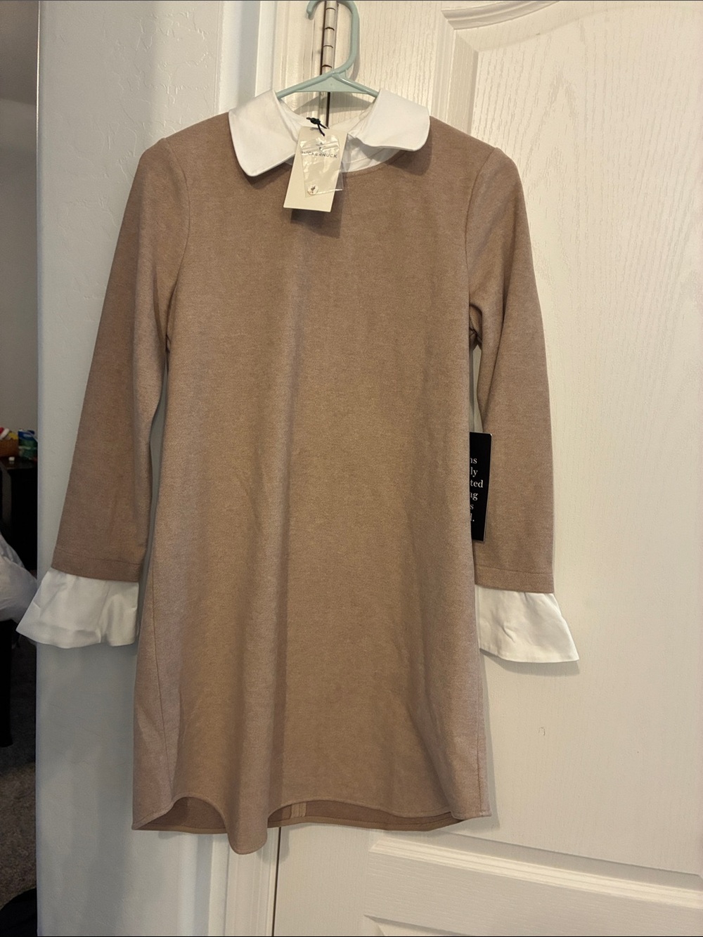 Tuckernuck Beige Long-Sleeve Dress with White Collar - Picture 7 of 8